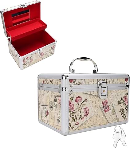 Portable Makeup Storage Box with Trays
