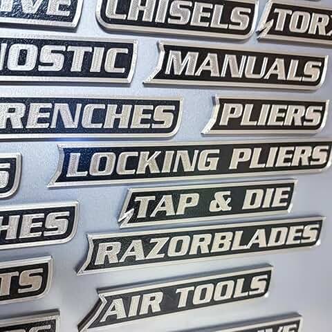 Set of 12 reusable magnetic toolbox labels
