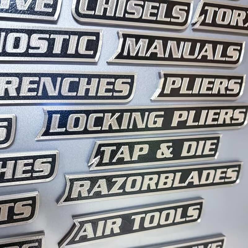 Set of 12 reusable magnetic toolbox labels
