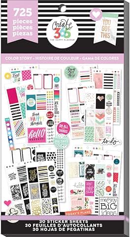 Happy Planner Sticker Pack with 725 Stickers in Multiple Colors