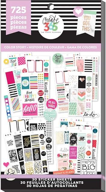 Happy Planner Sticker Pack with 725 Stickers in Multiple Colors