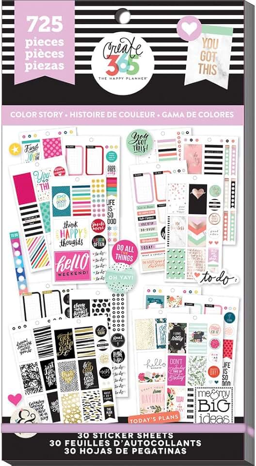 Happy Planner Sticker Pack with 725 Stickers in Multiple Colors