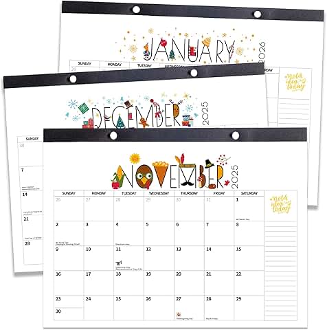 Large 17x12 Inch Wall Calendar for 2026