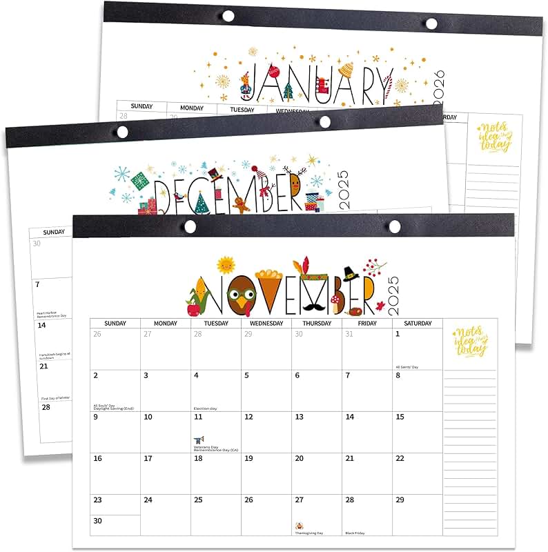 Large 17x12 Inch Wall Calendar for 2026