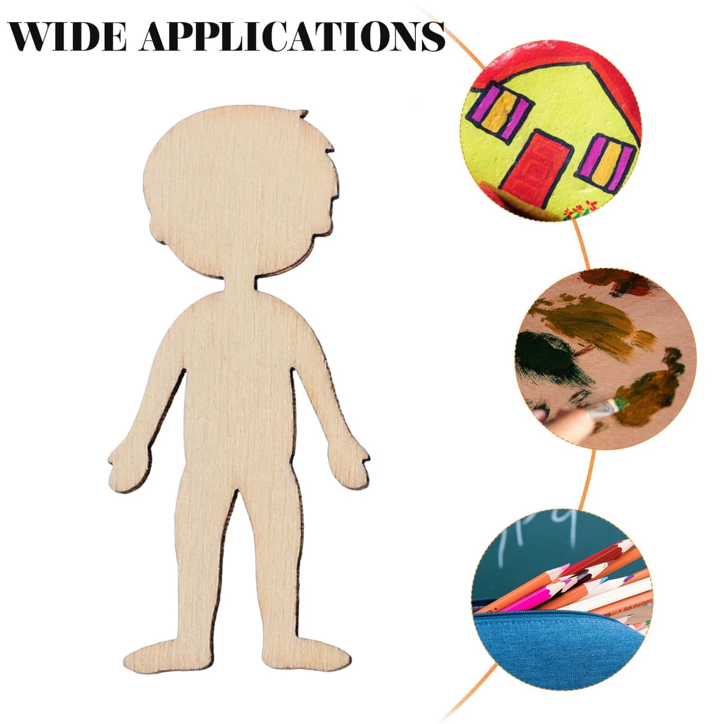 Wooden Boy Cutouts DIY Kit 50pcs