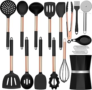 26-Piece Silicone Cooking Utensil Set with Stainless Steel Handles
