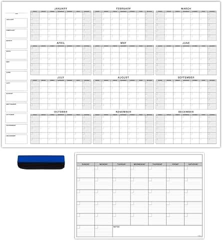 Large Laminated Wall Calendar for Office and Home