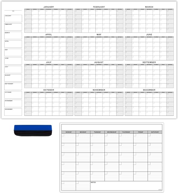 Large Laminated Wall Calendar for Office and Home