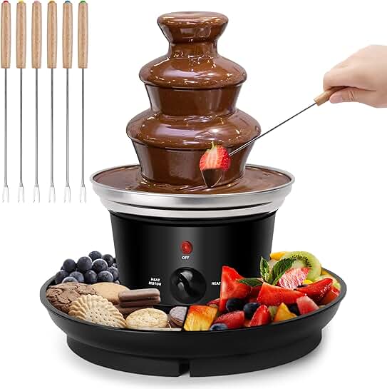 16oz 3-Tier Chocolate Fountain with Forks and Serving Tray