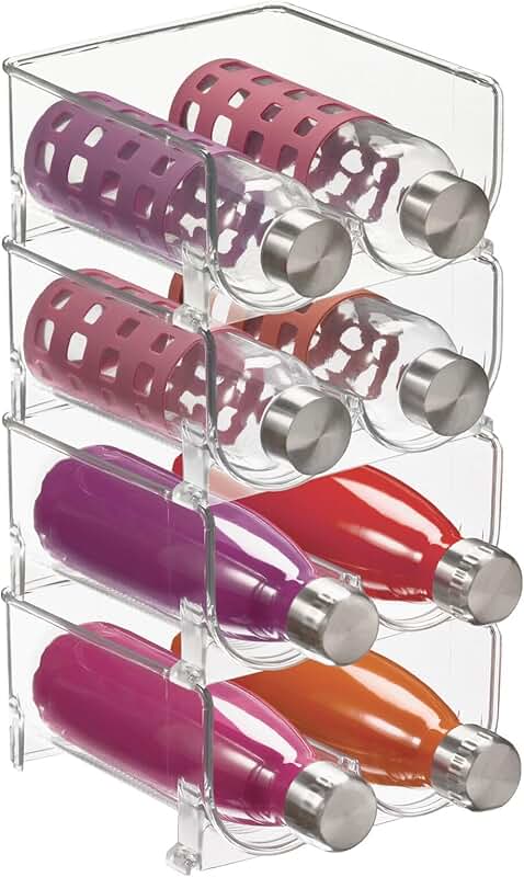 Stackable Plastic Bottle Storage Organizer, 4 Pack