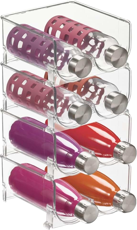 Stackable Plastic Bottle Storage Organizer, 4 Pack