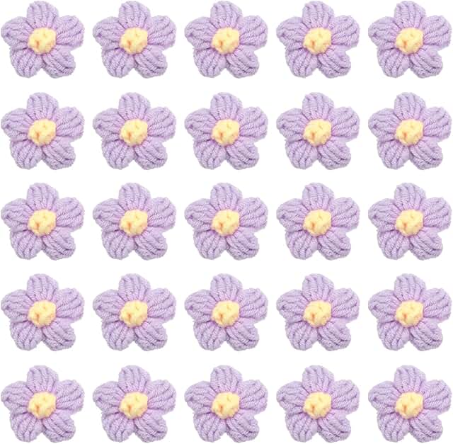 50 Crochet Flower Appliques for Crafts and Decor