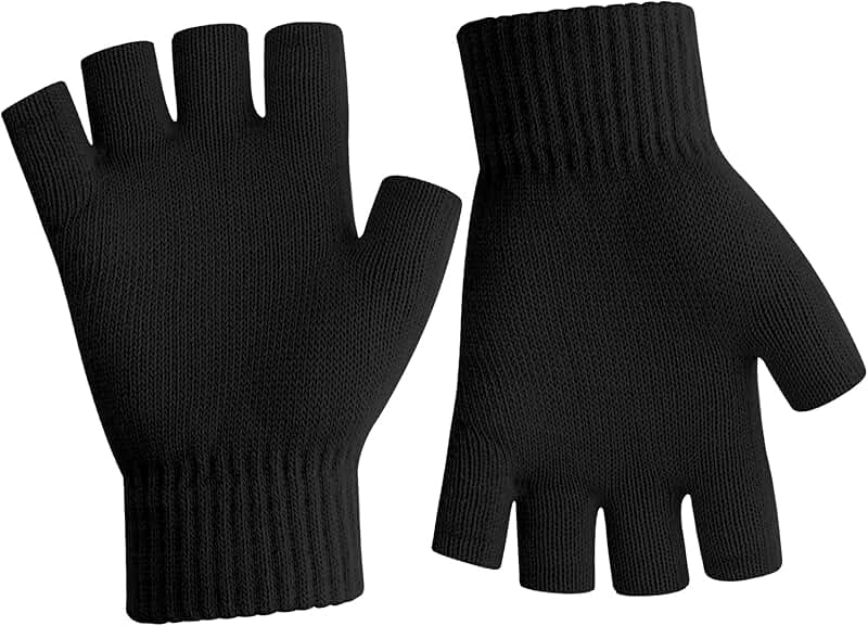 Warm knitted fingerless gloves for men and women