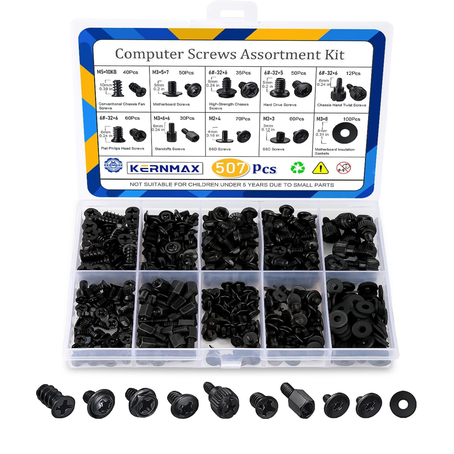 507-Piece Computer Screw Assortment Kit for PC Building