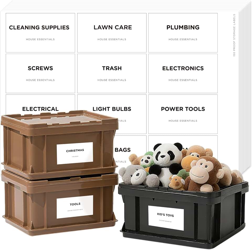150 Storage Bin Labels for Home Organization