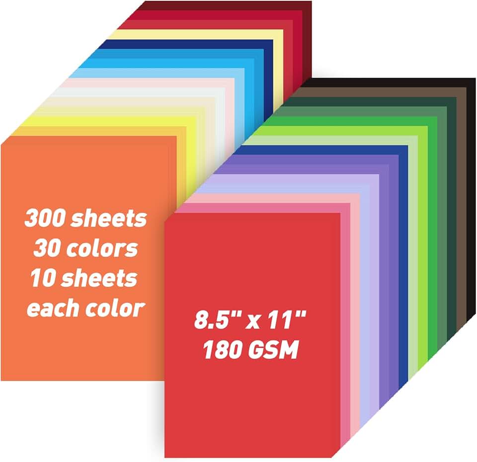 Colored Cardstock Bulk, 8.5" x 11", 300 Sheets
