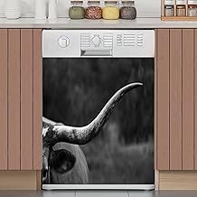 Black and white Texas Longhorn magnet cover for refrigerator door