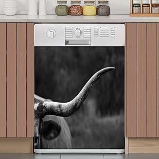 Black and white Texas Longhorn magnet cover for refrigerator door