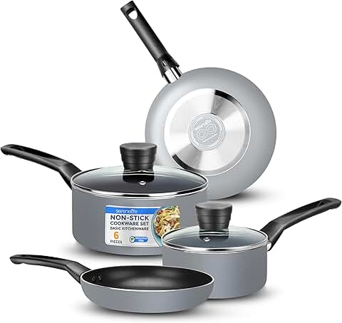 6-Piece Nonstick Kitchenware Set in Gray