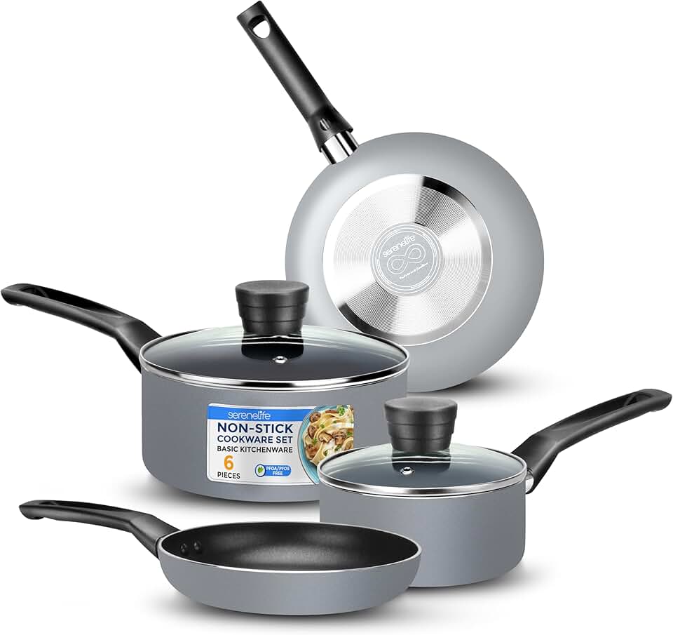 6-Piece Nonstick Kitchenware Set in Gray