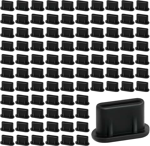 100 Pack Silicone USB C Dust Plugs for Charging Ports