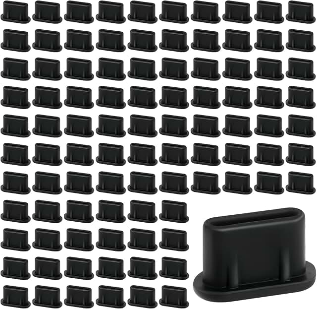 100 Pack Silicone USB C Dust Plugs for Charging Ports