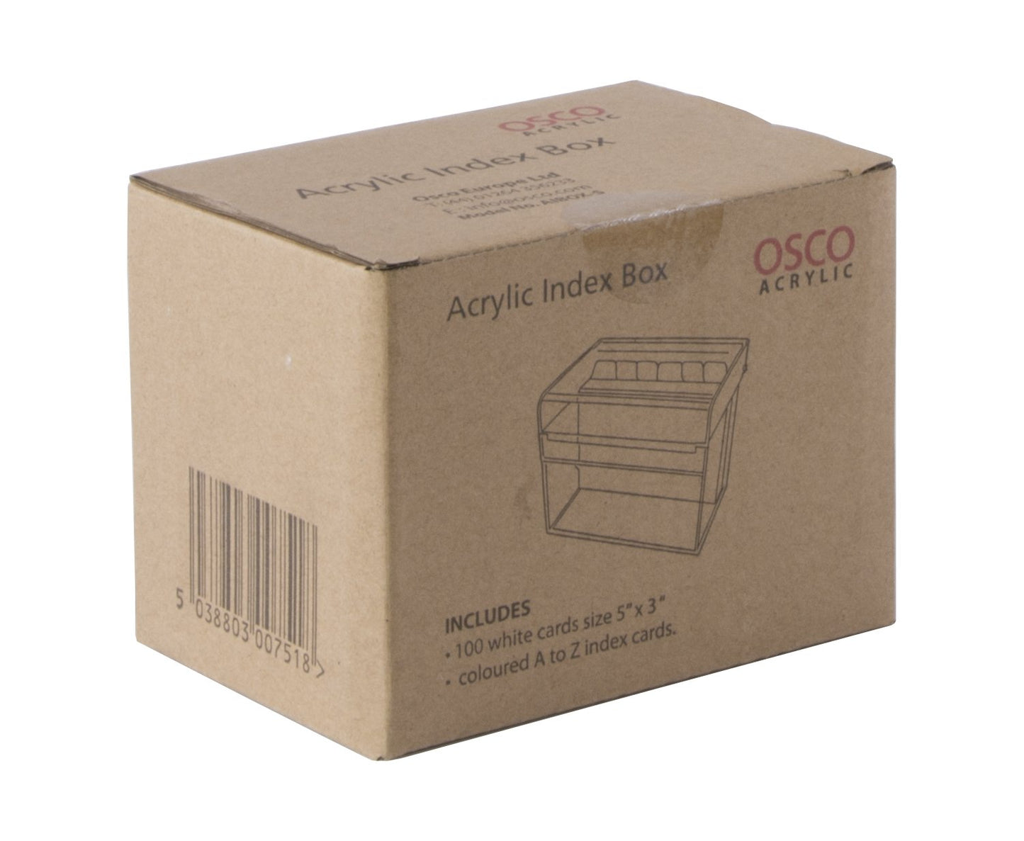 Small Clear Acrylic Index Box with Divider Tabs