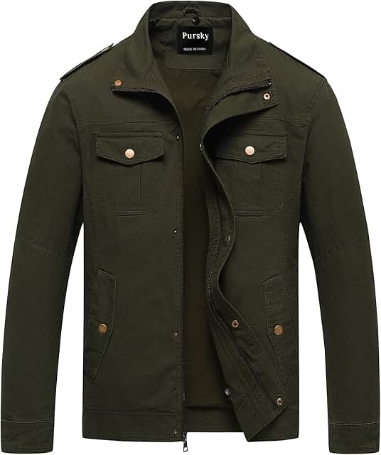 Men's Casual Washed Cotton Hooded Military Jacket