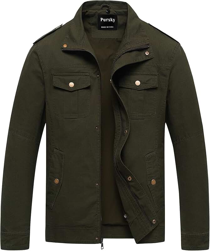 Men's Casual Washed Cotton Hooded Military Jacket