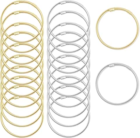 Set of 20 Twisted Stainless Steel Cuff Bracelets