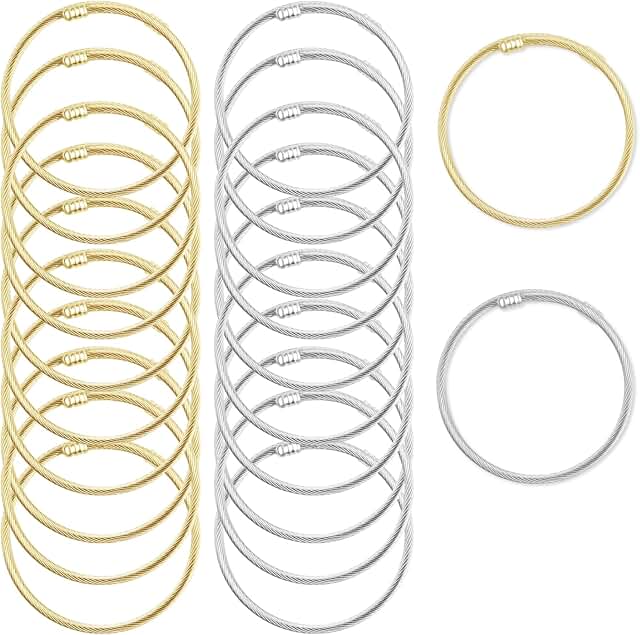 Set of 20 Twisted Stainless Steel Cuff Bracelets