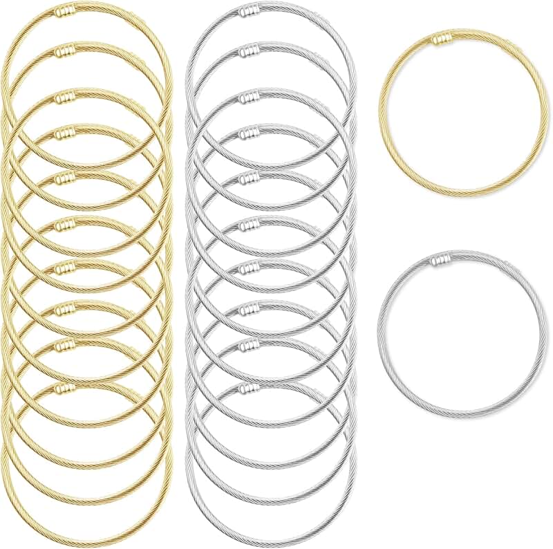 Set of 20 Twisted Stainless Steel Cuff Bracelets