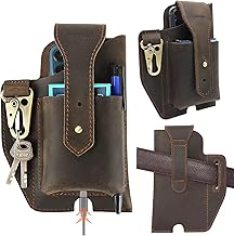 Leather Phone Holster with Belt Clip for Belt Carry