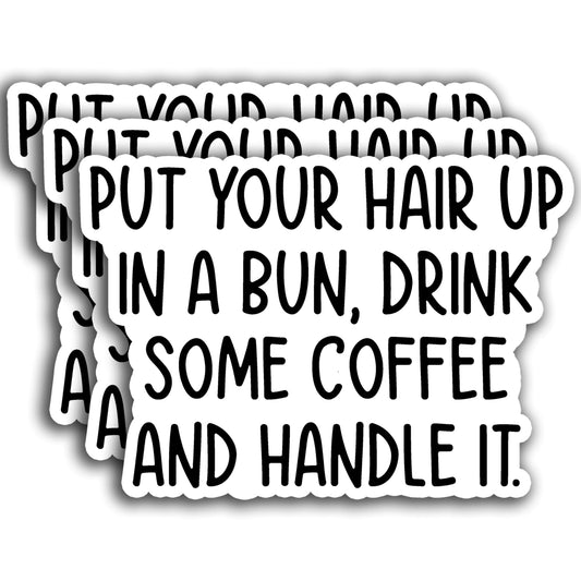 Three-Pack Funny Coffee and Hair Bun Sticker Set