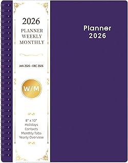 2026 Weekly and Monthly Planner, 8x10 inches