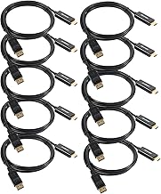 6 Feet DisplayPort to HDMI Cable, Gold Plated, 10 Pack