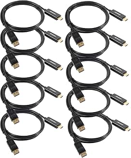 6 Feet DisplayPort to HDMI Cable, Gold Plated, 10 Pack