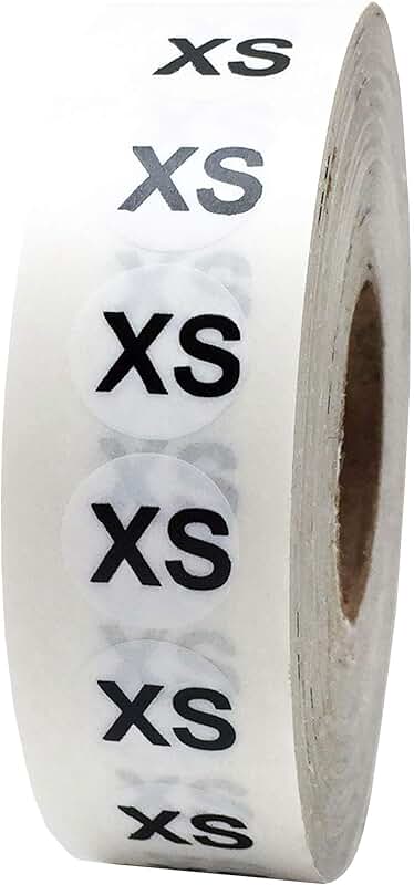 Clear size labels for clothing, 0.75 x 4 inches, 200 stickers