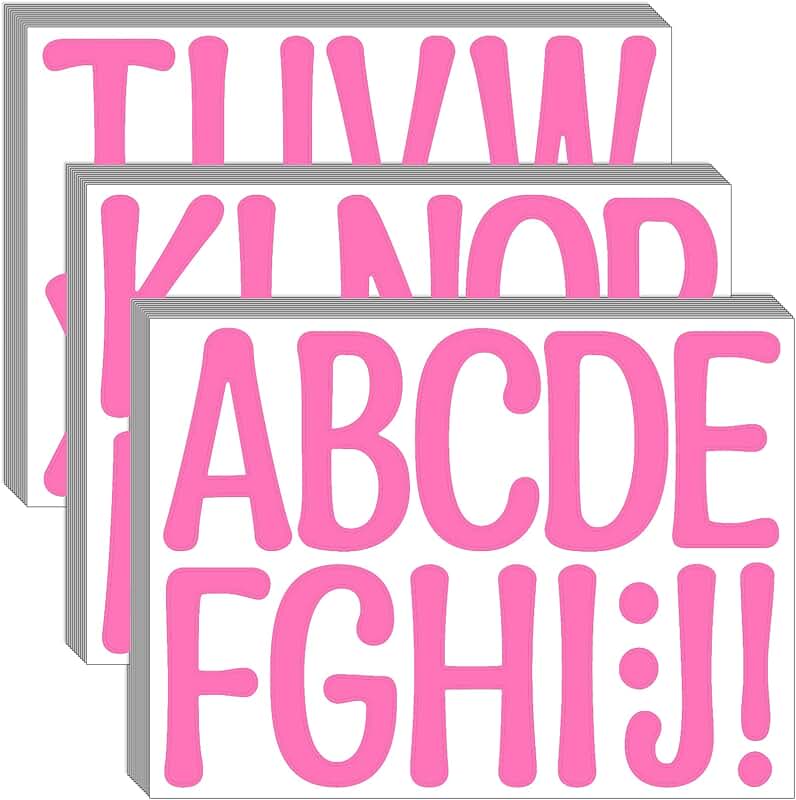 Large Pink Letter Stickers for Classroom and Home Decor