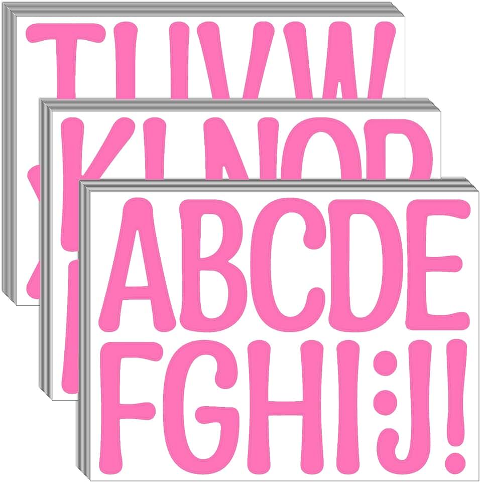 Large Pink Letter Stickers for Classroom and Home Decor