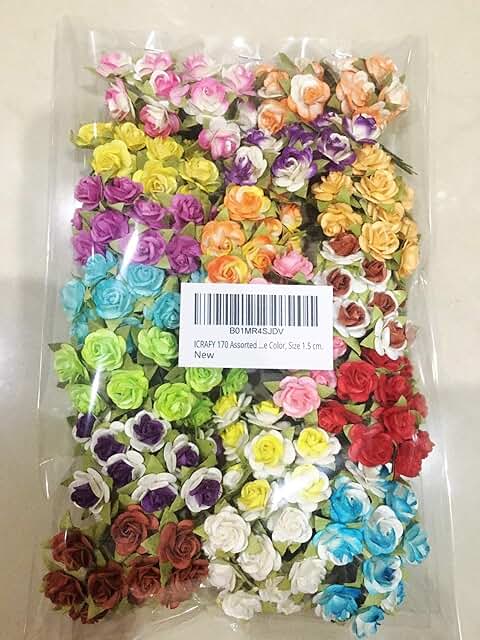 Small Assorted Tiny Rose Paper Flowers, 1.5cm