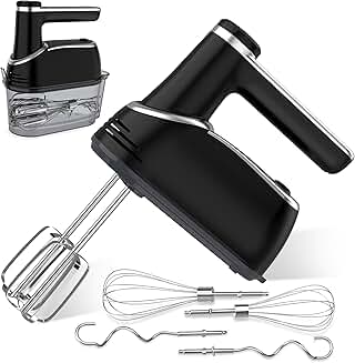 12-Speed Cordless Hand Mixer with Attachments and Storage