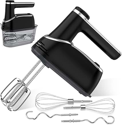12-Speed Cordless Hand Mixer with Attachments and Storage