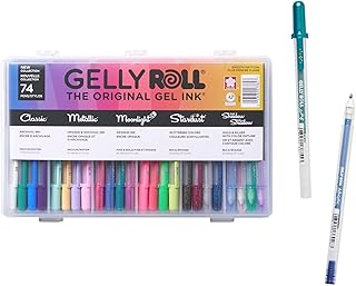 74-pack gel pen set with assorted colors and storage