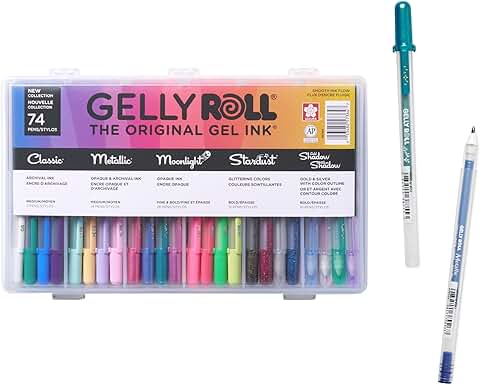 74-pack gel pen set with assorted colors and storage
