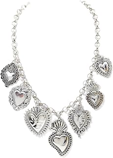 Chunky Heart Necklace with Sun Star Coins and Shells