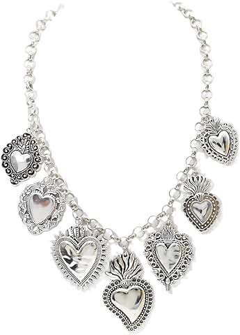 Chunky Heart Necklace with Sun Star Coins and Shells