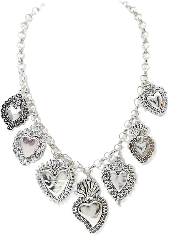 Chunky Heart Necklace with Sun Star Coins and Shells