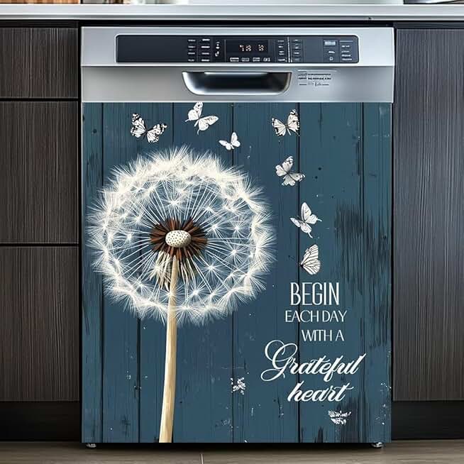 Dandelion and Butterfly Wood Background Magnet Sticker