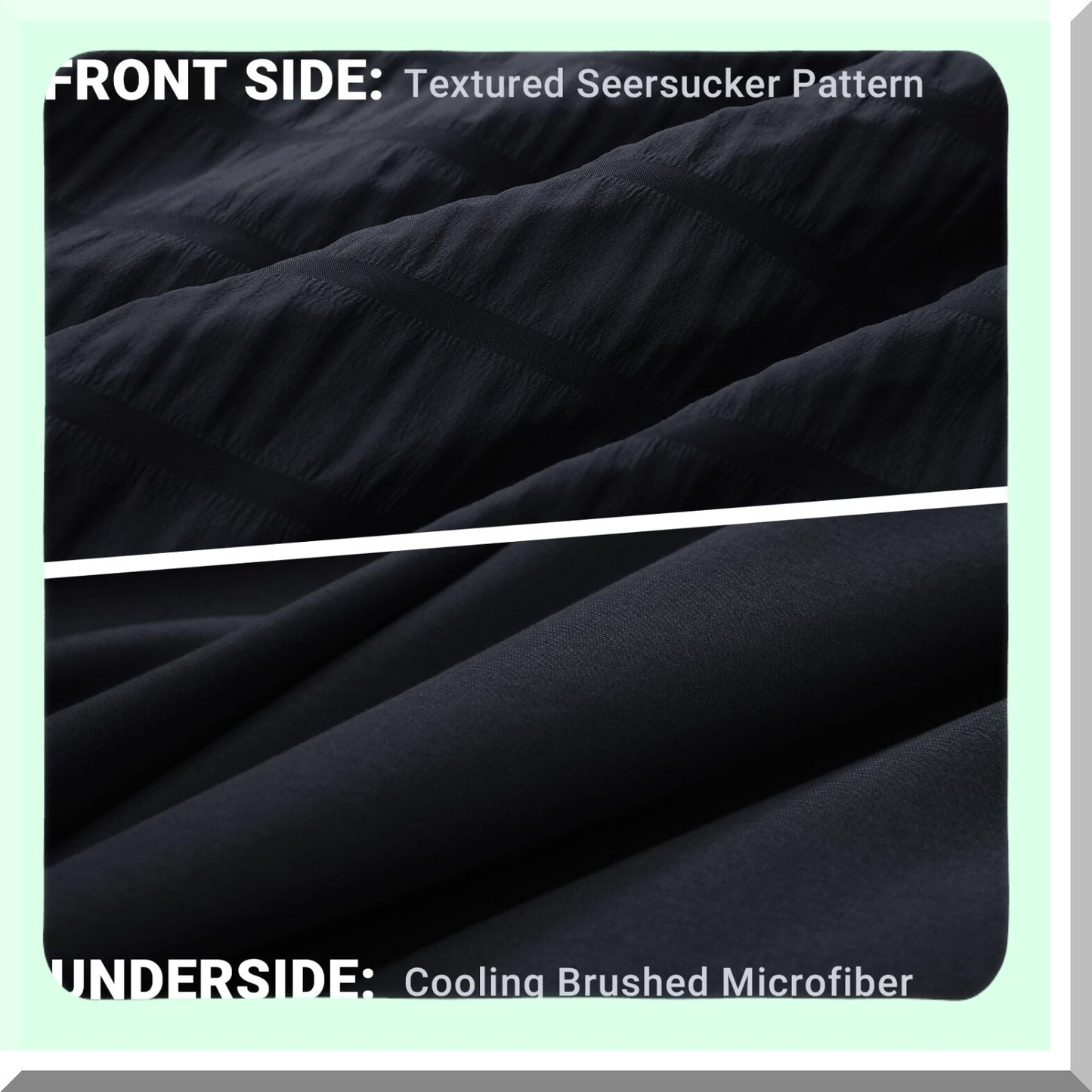 Luxury Black Seersucker Comforter Set - 3 Piece Bedding Set with Pillow Shams - Queen Size Bed Set for Bedroom - Soft and Cozy Comforter Set